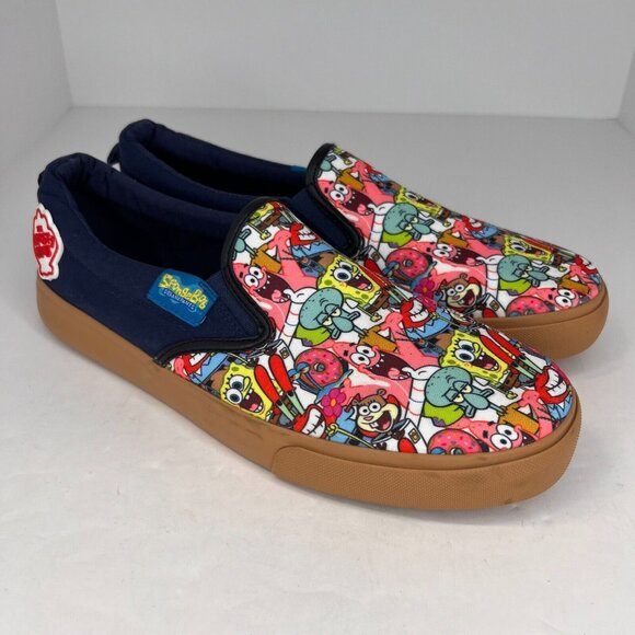 Ground Up Mens Blue SpongeBob SquarePants Canvas Size 11.5 Slip On Shoes - Picture 2 of 9